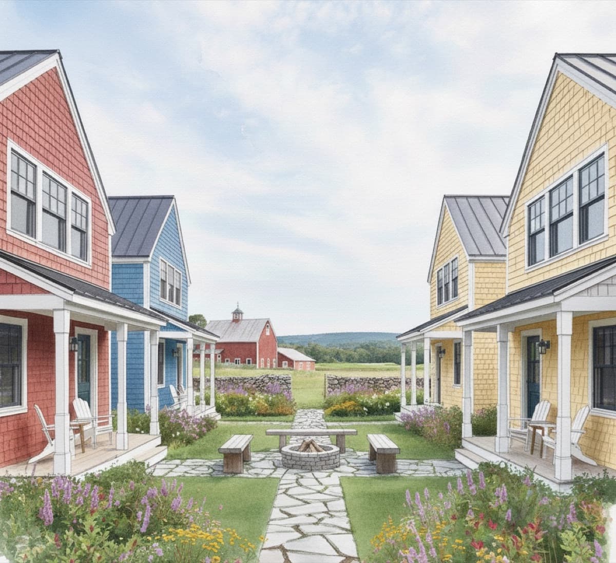 Cottage with traditional New England siding